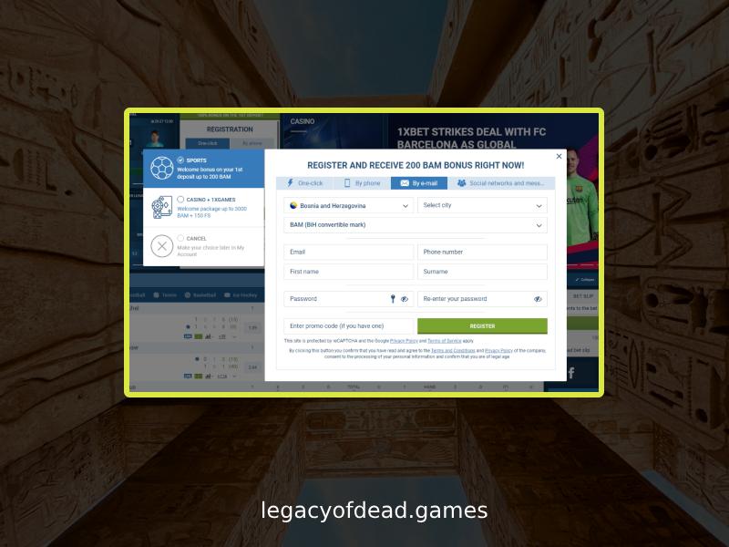 Бонусы для игроков Legacy of Dead в 1xbet